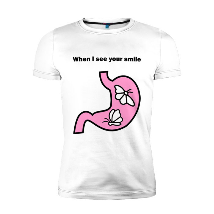 Мужская футболка премиум Желудок с бабочками фото