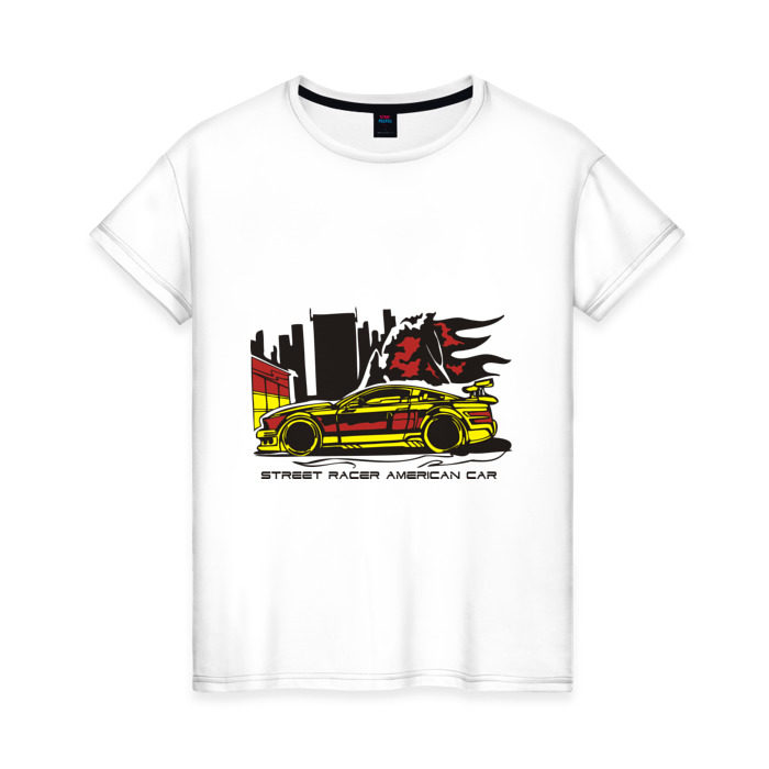 Женская футболка хлопок Street racing car (3) фото