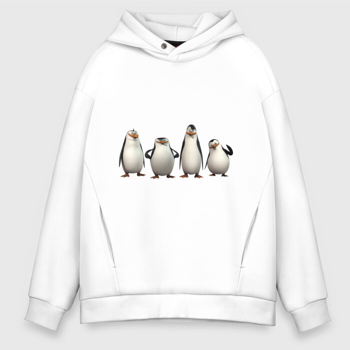 Мужское худи Oversize хлопок Пингвины Мадагаскар фото