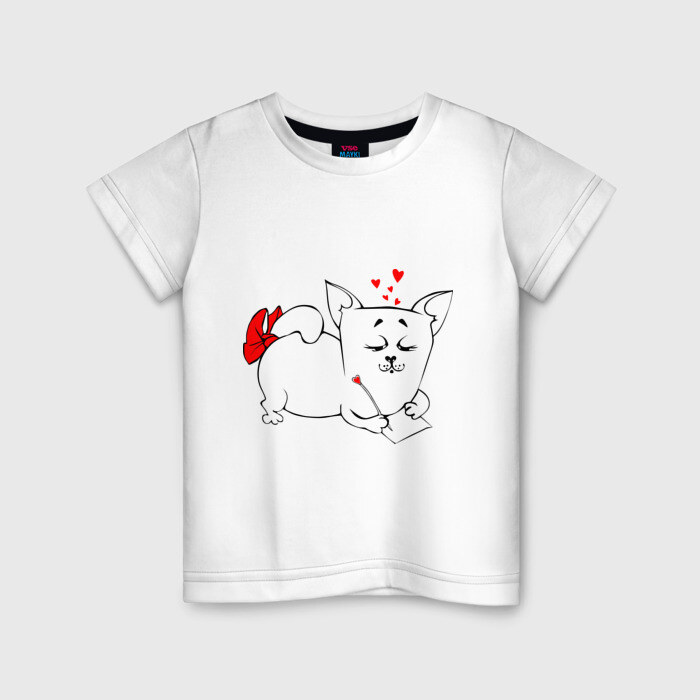 Детская футболка хлопок Влюблённая кошка фото