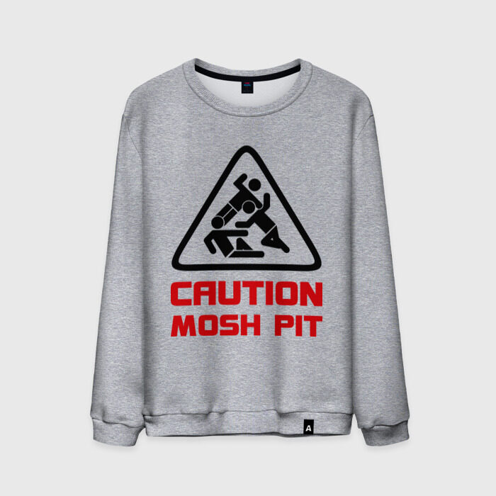 Мужской свитшот хлопок Caution mosh pit фото