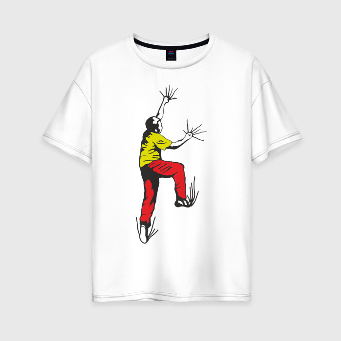 Женская футболка хлопок Oversize Альпинист карабкается фото