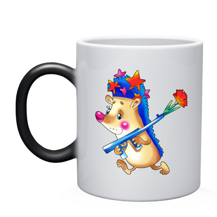 Кружка хамелеон ЁЖИК С ГВОЗДИКОЙ фото