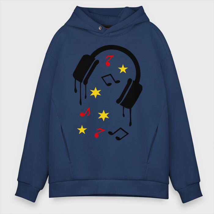 Мужское худи Oversize хлопок Музыка в наушниках фото