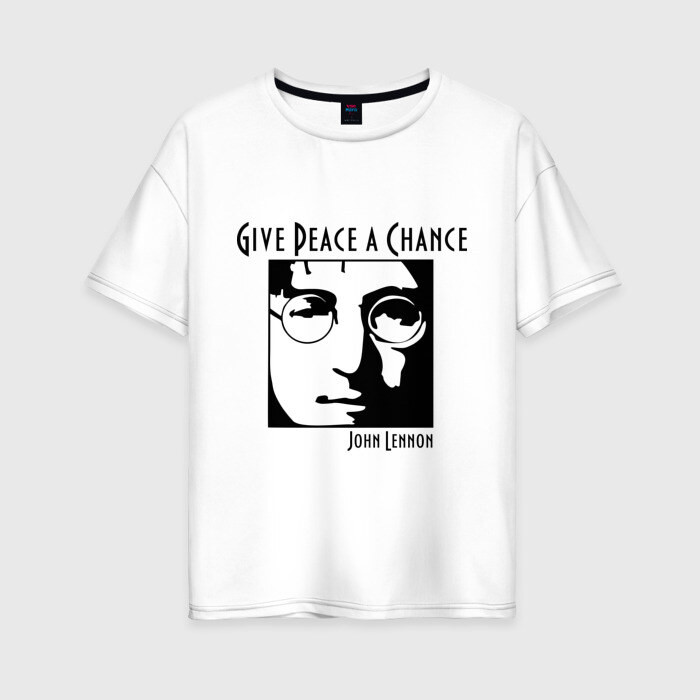 Женская футболка хлопок Oversize John Lennon (Джон Леннон) Give Peace a Chance фото