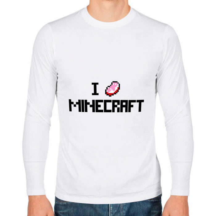 Мужской лонгслив хлопок I love minecraft фото