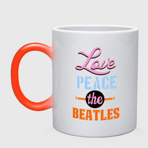 Кружка хамелеон Love peace the Beatles фото