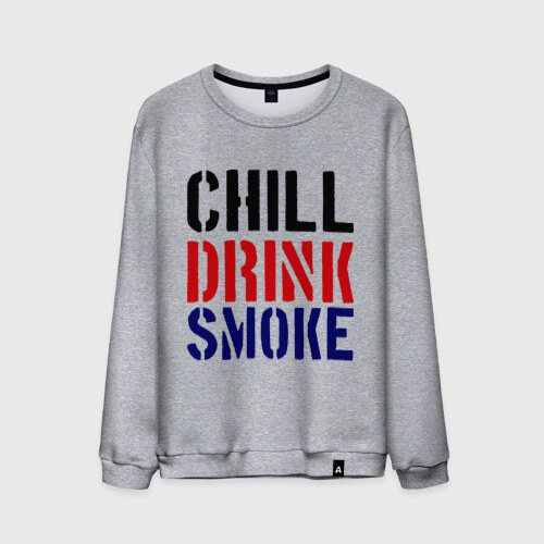 Мужской свитшот хлопок Chill drink smoke фото