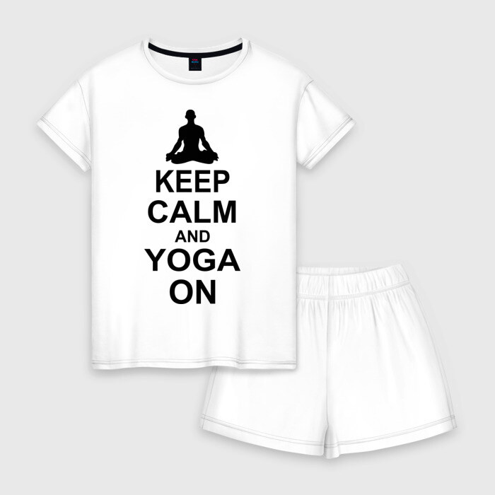 Женская пижама с шортиками хлопок Keep calm and yoga on фото