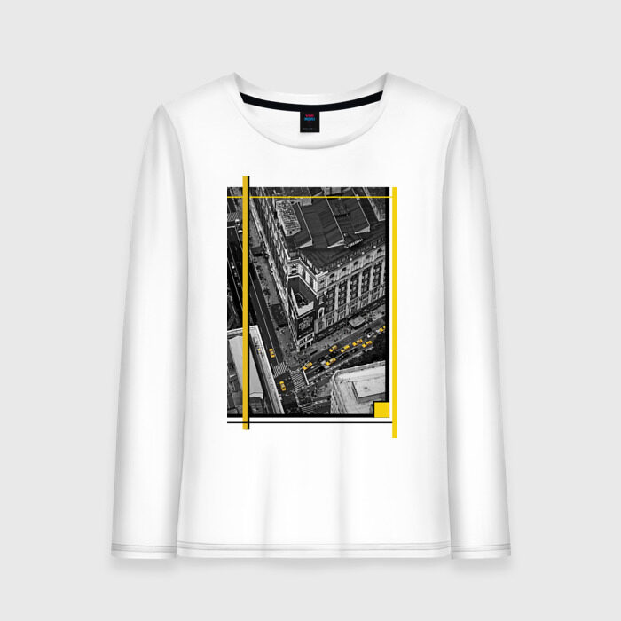 Женский лонгслив хлопок Город жёлтых машин фото