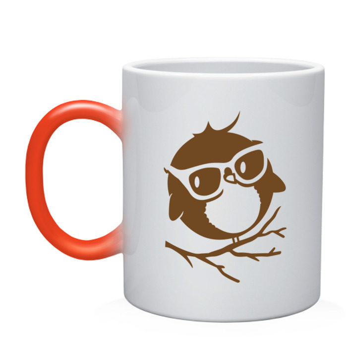 Кружка хамелеон Совёнок в очках. фото