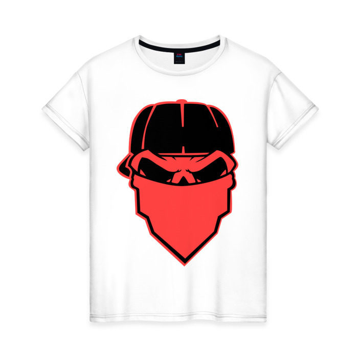 Женская футболка хлопок Череп в маске фото