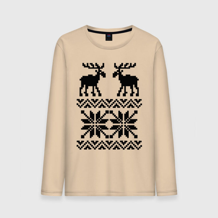 Мужской лонгслив хлопок Свитер с оленями фото