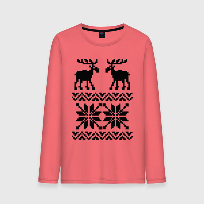 Мужской лонгслив хлопок Свитер с оленями фото