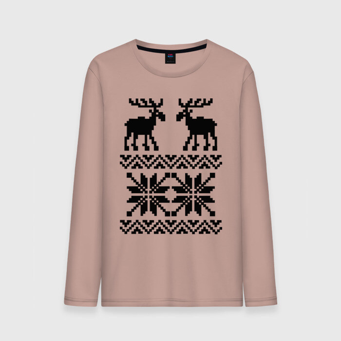 Мужской лонгслив хлопок Свитер с оленями фото
