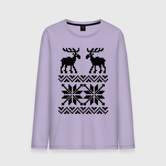 Мужской лонгслив хлопок Свитер с оленями фото