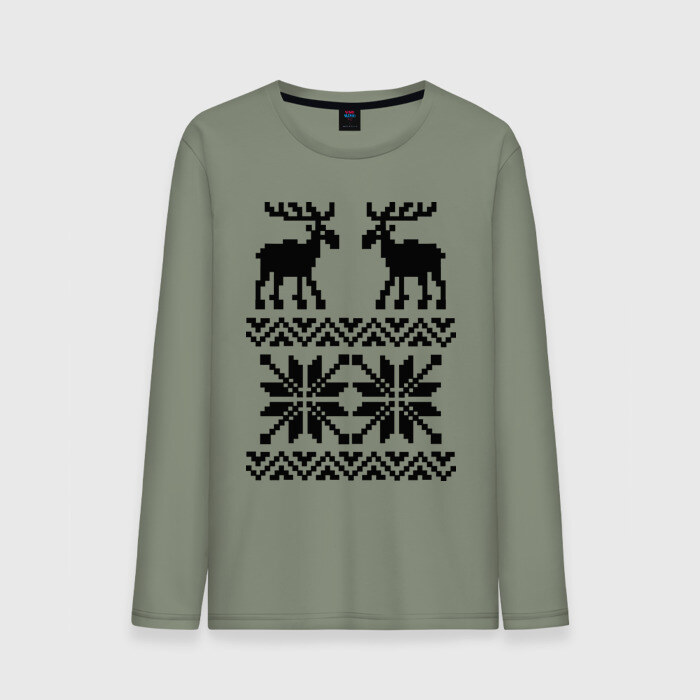 Мужской лонгслив хлопок Свитер с оленями фото