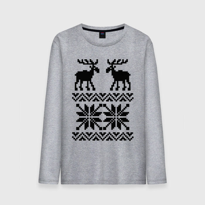 Мужской лонгслив хлопок Свитер с оленями фото
