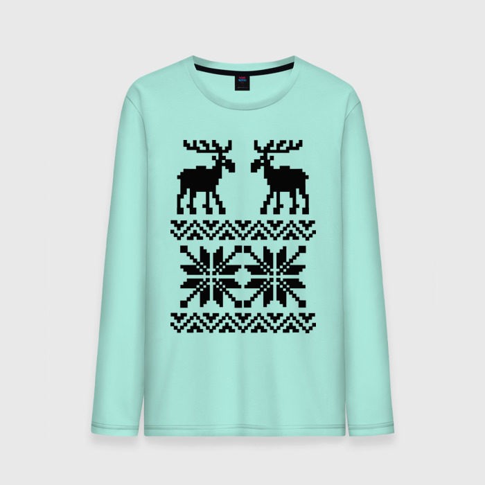 Мужской лонгслив хлопок Свитер с оленями фото