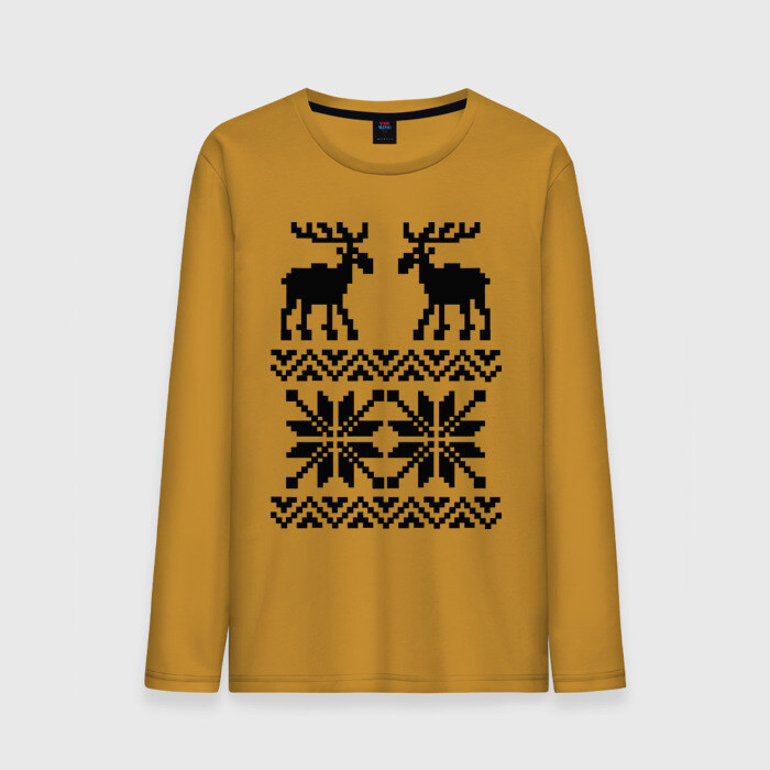 Мужской лонгслив хлопок Свитер с оленями фото