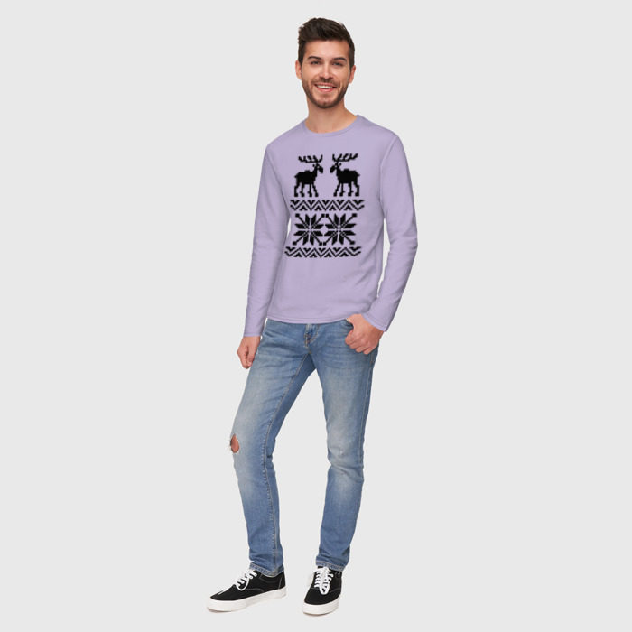 Мужской лонгслив хлопок Свитер с оленями фото