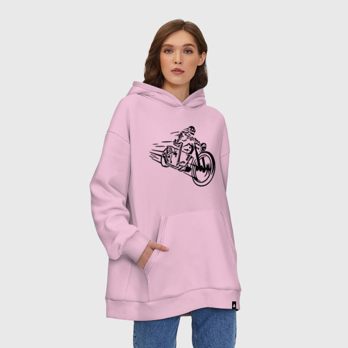Худи SuperOversize хлопок Скелет на мотоцикле фото