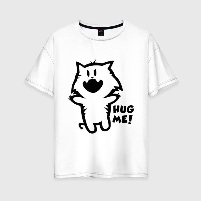 Женская футболка хлопок Oversize Hug me (Обними меня) фото