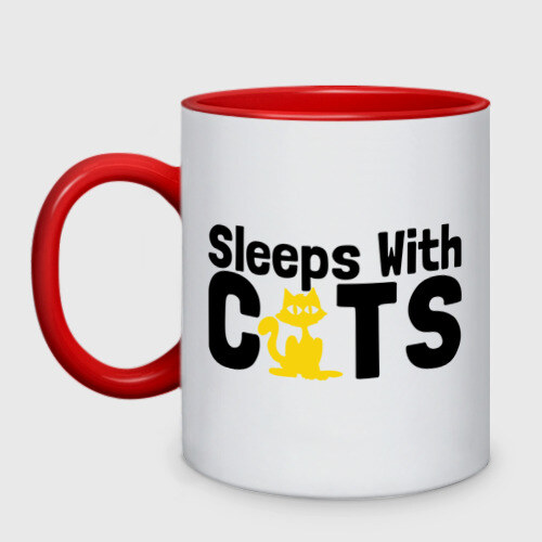 Кружка двухцветная Sleeps with cats фото