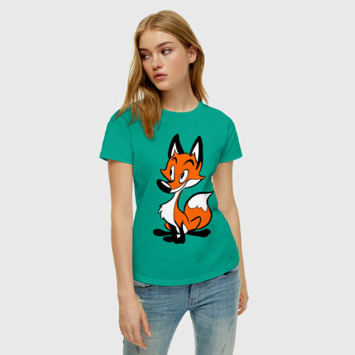 Женская футболка хлопок Хитрая лиса фото