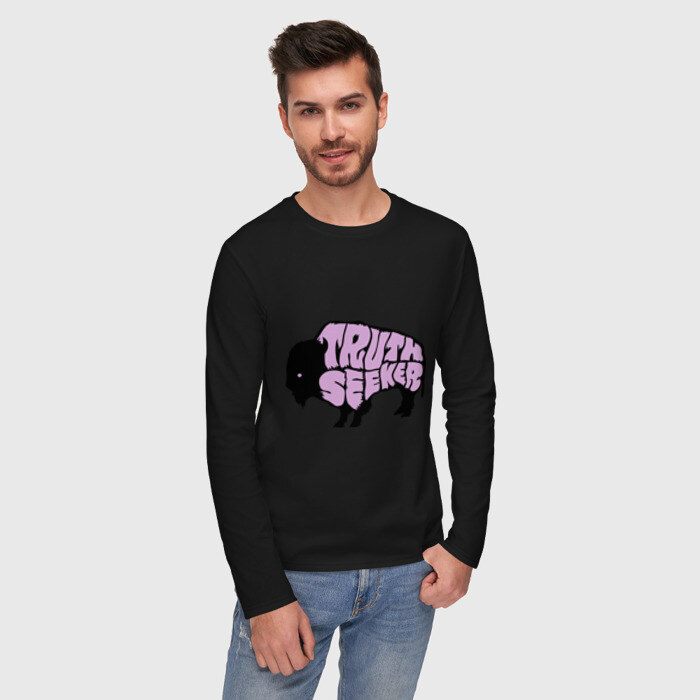 Мужской лонгслив хлопок Бизон - искатель истины фото