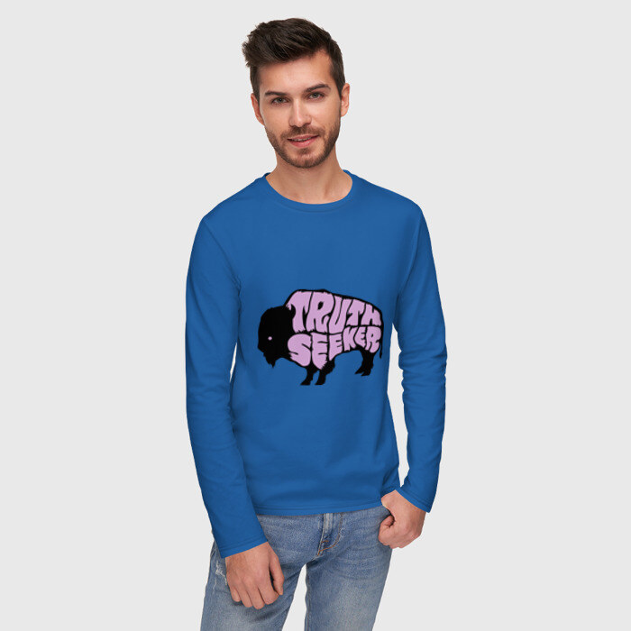 Мужской лонгслив хлопок Бизон - искатель истины фото