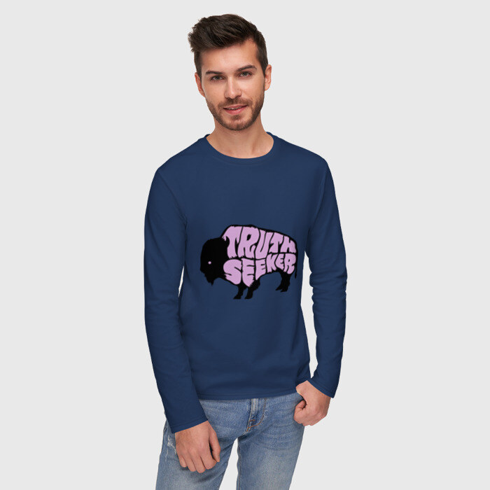 Мужской лонгслив хлопок Бизон - искатель истины фото