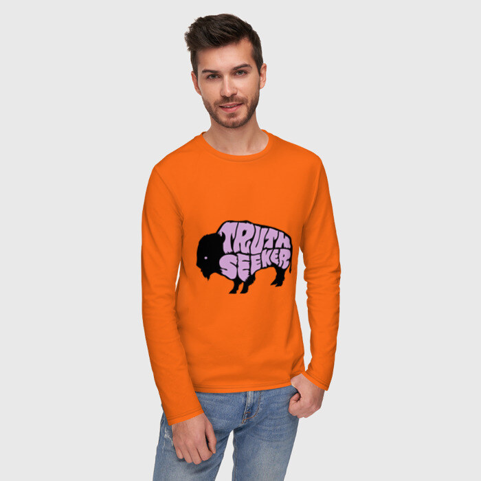 Мужской лонгслив хлопок Бизон - искатель истины фото