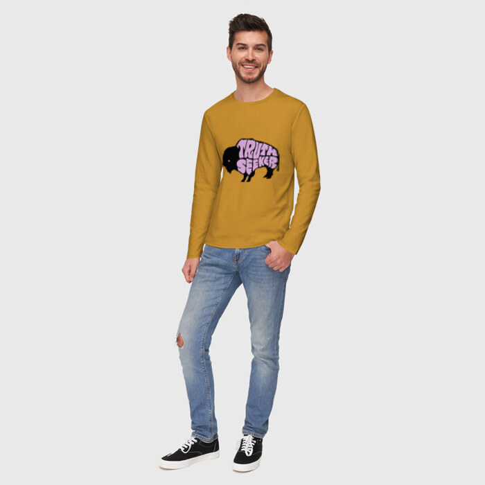 Мужской лонгслив хлопок Бизон - искатель истины фото