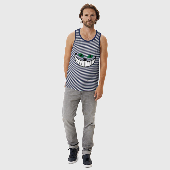 Мужская майка хлопок Чеширский кот фото