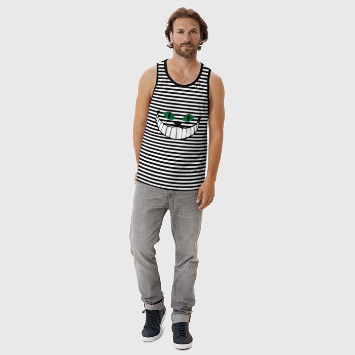 Мужская майка хлопок Чеширский кот фото