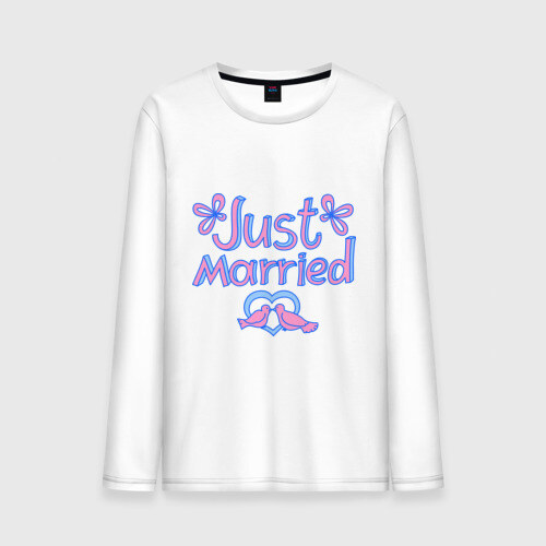 Мужской лонгслив хлопок Just married blue фото