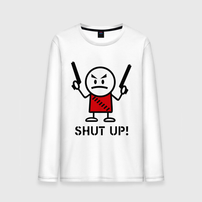 Мужской лонгслив хлопок Shut up! (заткнись!) фото