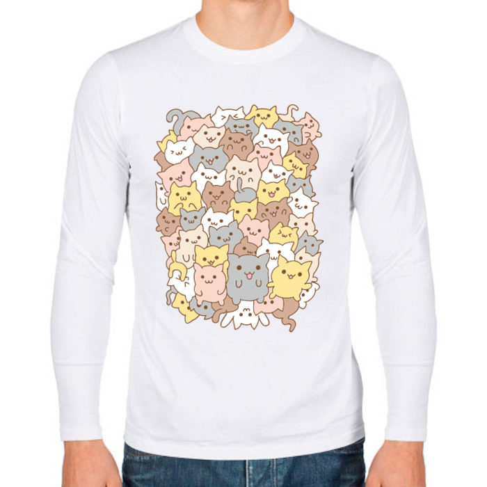 Мужской лонгслив хлопок Куча котиков фото