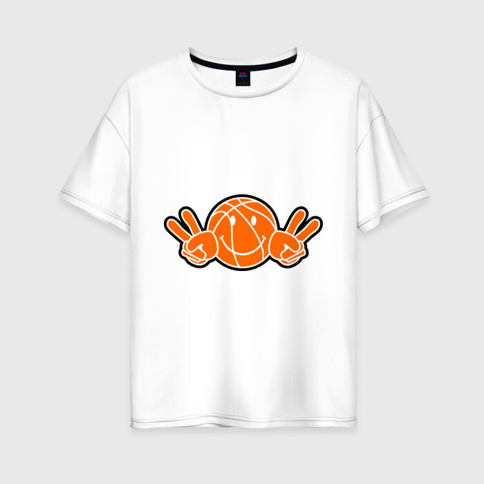 Женская футболка хлопок Oversize Баскетбольный мяч фото