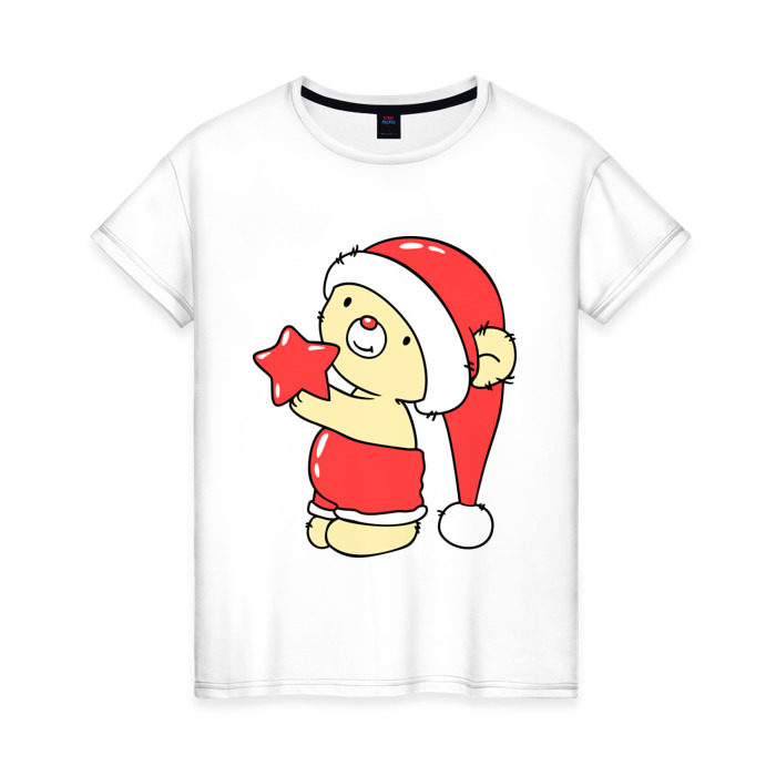 Женская футболка хлопок Мишка со звездочкой фото