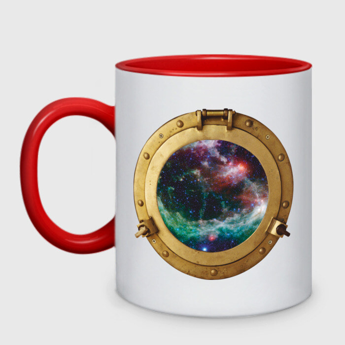 Кружка двухцветная Иллюминатор в космос фото