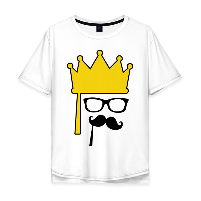 Мужская футболка хлопок Oversize Мужская корона и очки фото