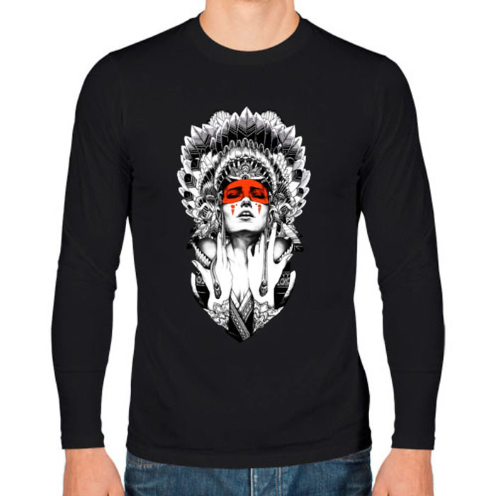 Мужской лонгслив хлопок СКВО | ИНДЕЙЦЫ | SQUAW | МАЙЯ фото