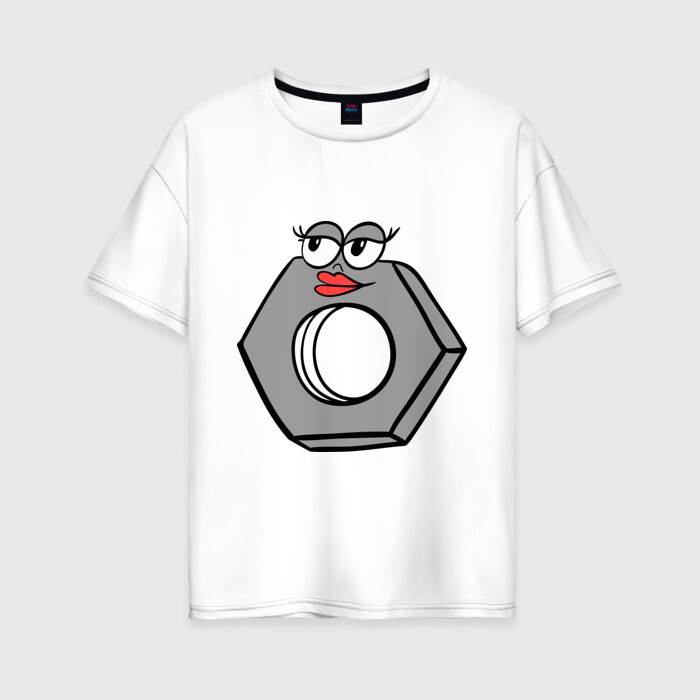 Женская футболка хлопок Oversize Гайка фото