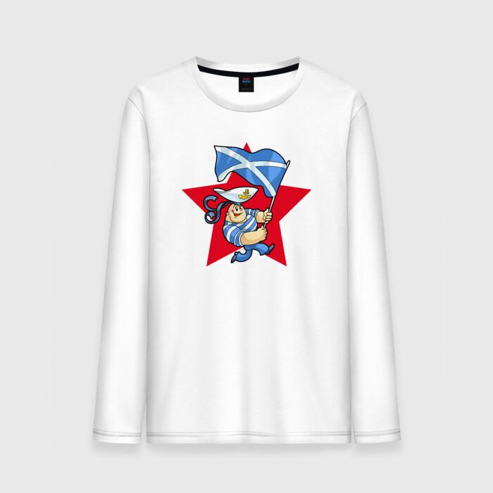 Мужской лонгслив хлопок Моряк с флагом ВМФ фото