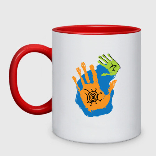 Кружка двухцветная Ладони. Этно 2 фото