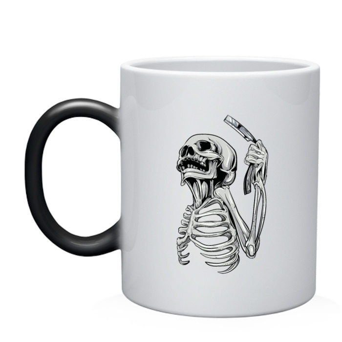 Кружка хамелеон Скелет с бритвой фото