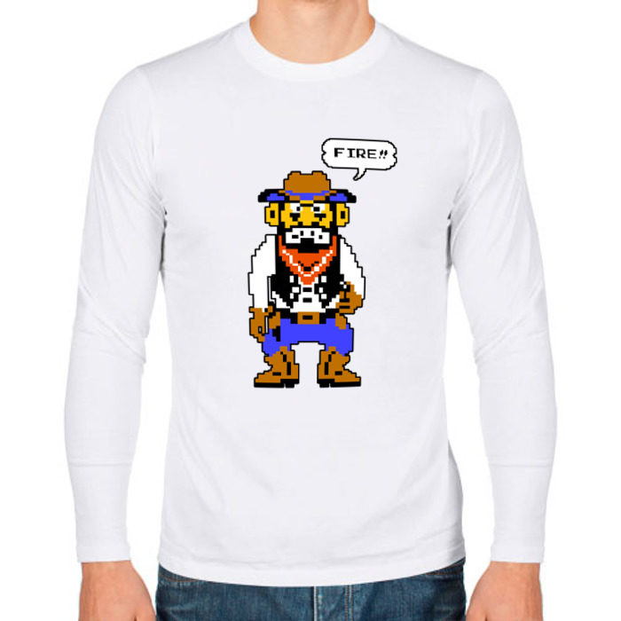 Мужской лонгслив хлопок Ковбой 8 бит (8 bit) фото