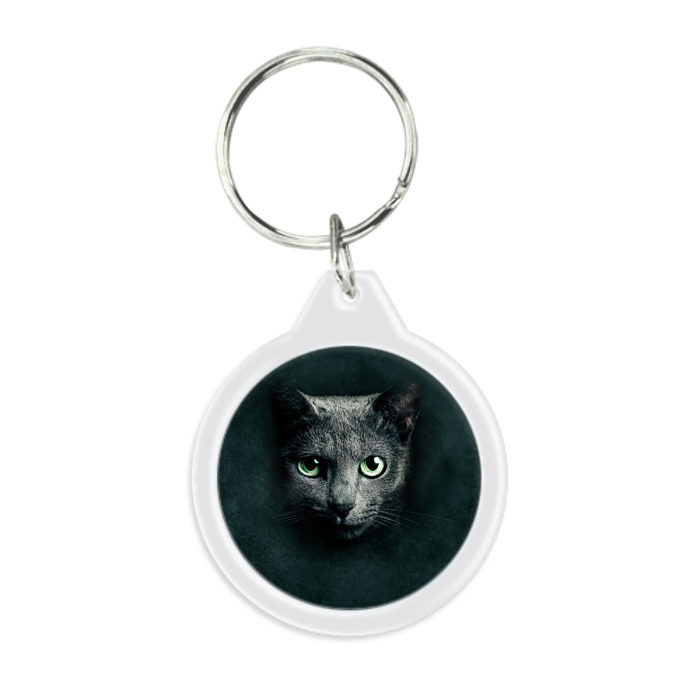 Брелок круглый Серый кот фото